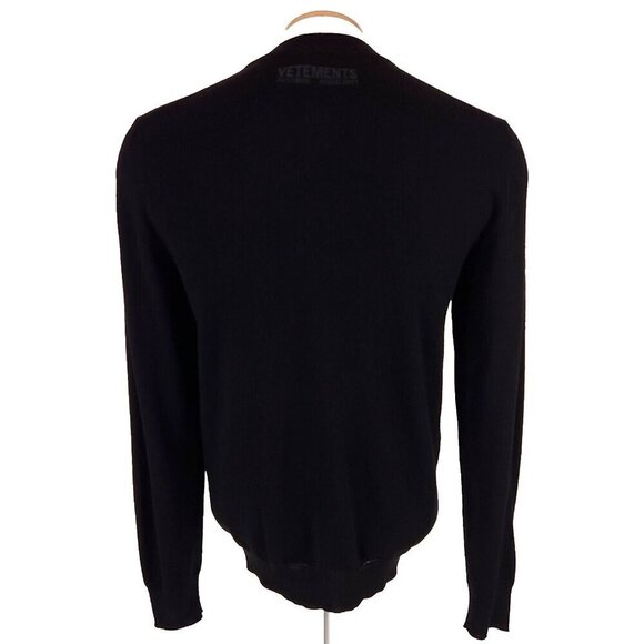 Vetements Logo Crewneck Knit Size M Mens Black Long Sleeve Sweater NWT - Picture 6 of 13